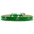 Mirage Pet Products Silver Fleur De Lis Widget Dog CollarEmerald Green Ice Cream Size 14 633-15 EG14